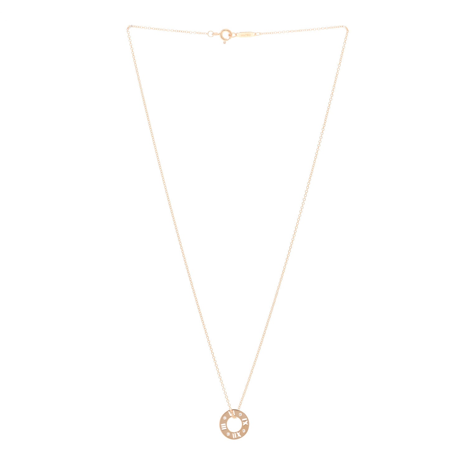 Tiffany 18K Rose Gold Diamond Atlas Pierced Pendant Necklace 3 of 5