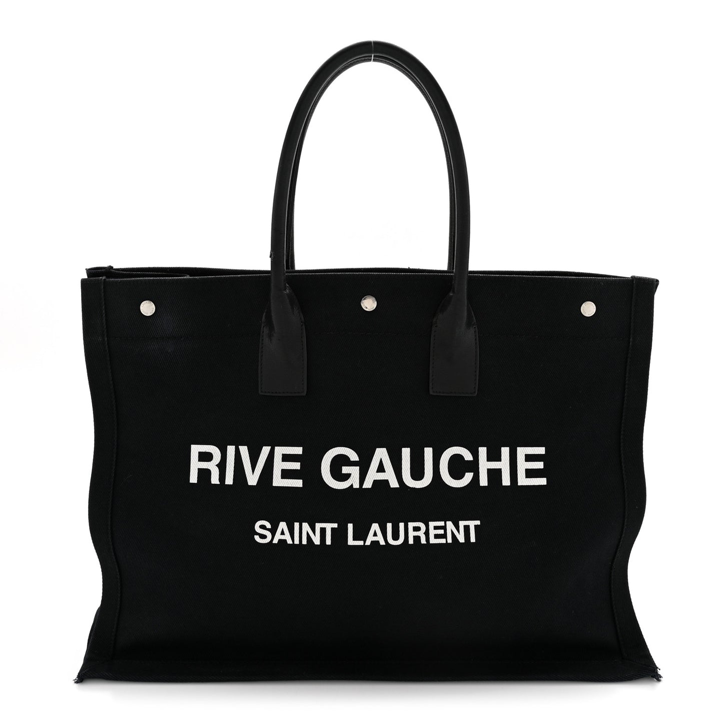 Linen Calfskin Rive Gauche Tote Black
