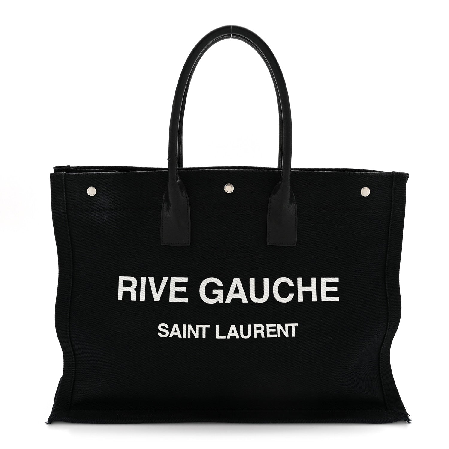 Saint Laurent Linen Calfskin Rive Gauche Tote Black 1 of 13
