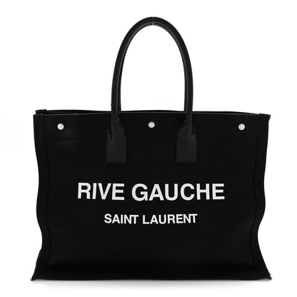 Saint Laurent Linen Calfskin Rive Gauche Tote Black 1 of 13