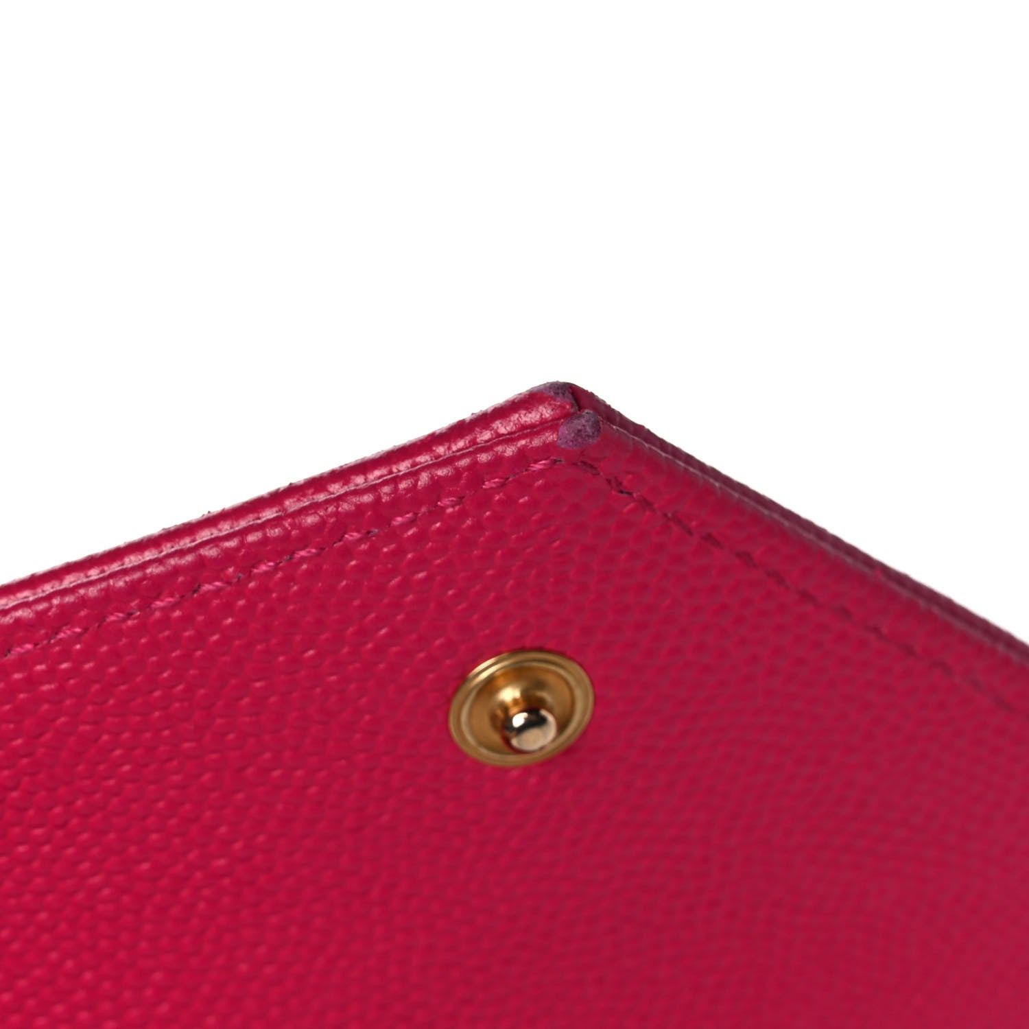 Saint Laurent Grain De Poudre Matelasse Chevron Small Monogram Envelope Wallet Bubblegum 12 of 12