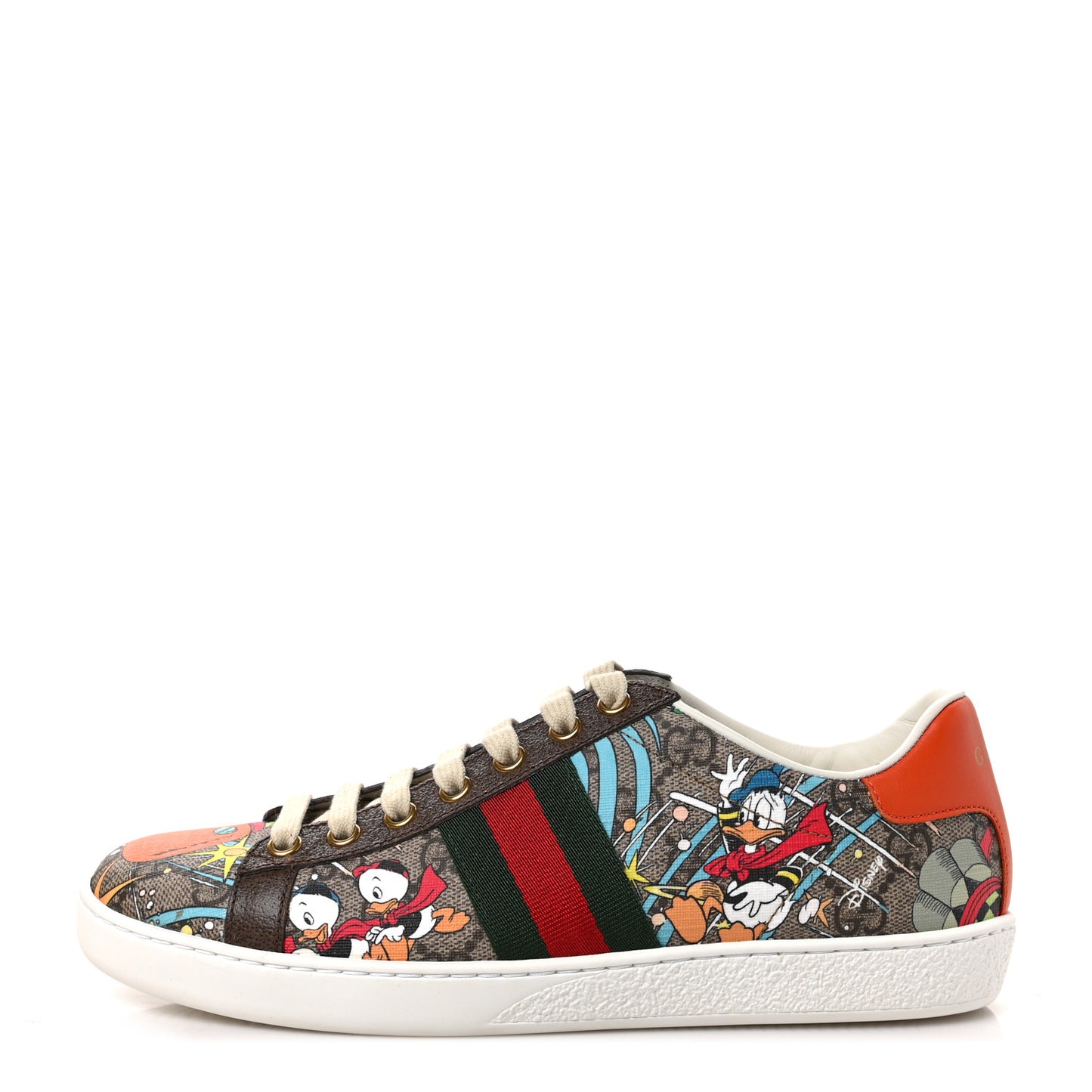 X DISNEY GG Supreme Monogram Web Donald Duck Womens Ace Sneakers 36.5 Beige New 36.5 Acero Orange