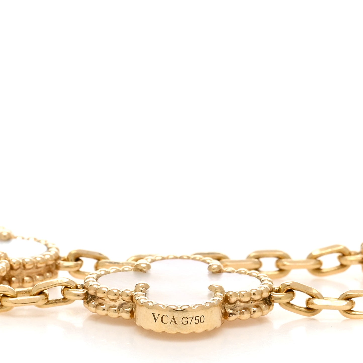 18K Yellow Gold Mother of Pearl 5 Motifs Vintage Alhambra Bracelet