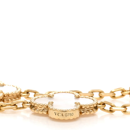 Van Cleef & Arpels 18K Yellow Gold Mother of Pearl 5 Motifs Vintage Alhambra Bracelet 3 of 4