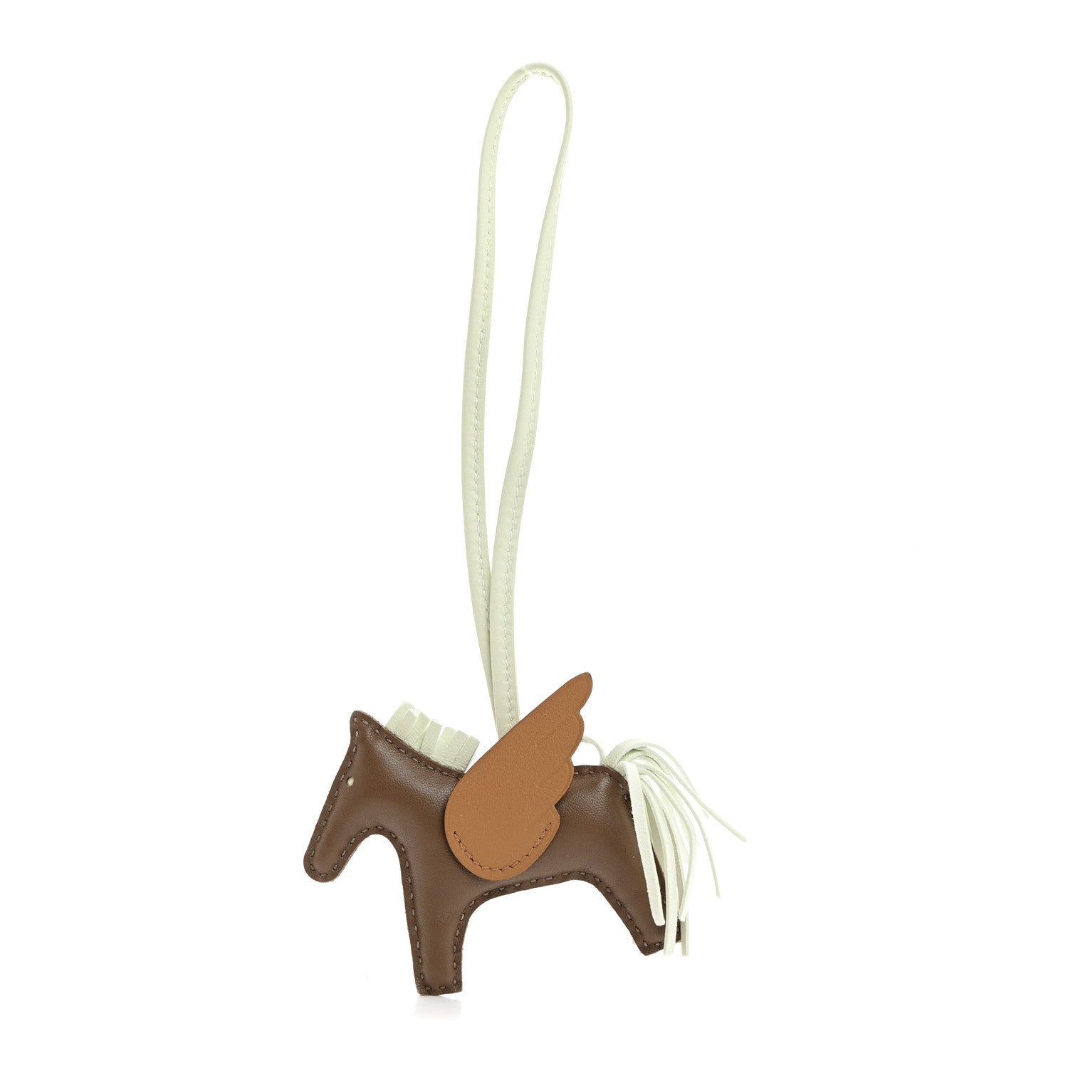 Hermes Milo Lambskin Grigri Rodeo Pegase Horse Bag Charm PM Etoupe Vert Fizz Biscuit 1 of 5