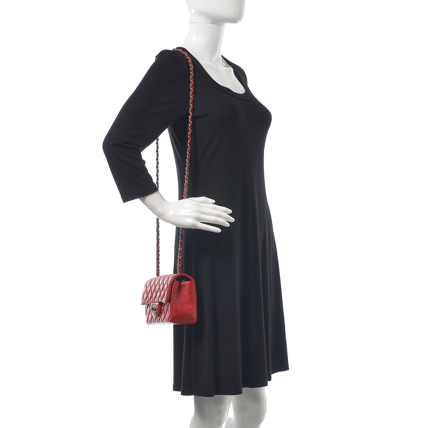 Chanel Lambskin Quilted Mini Rectangular Flap Red 2 of 8