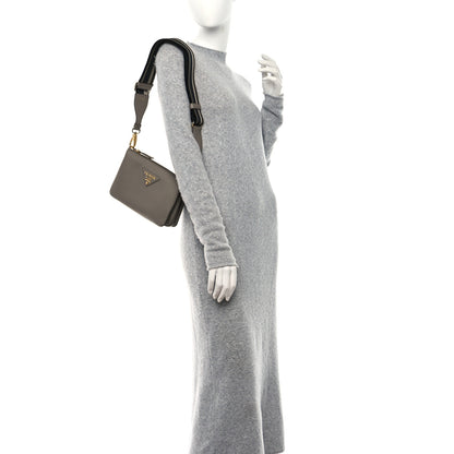Prada Vitello Daino Soft Mini Zippered Shoulder Bag Argilla 2 of 9