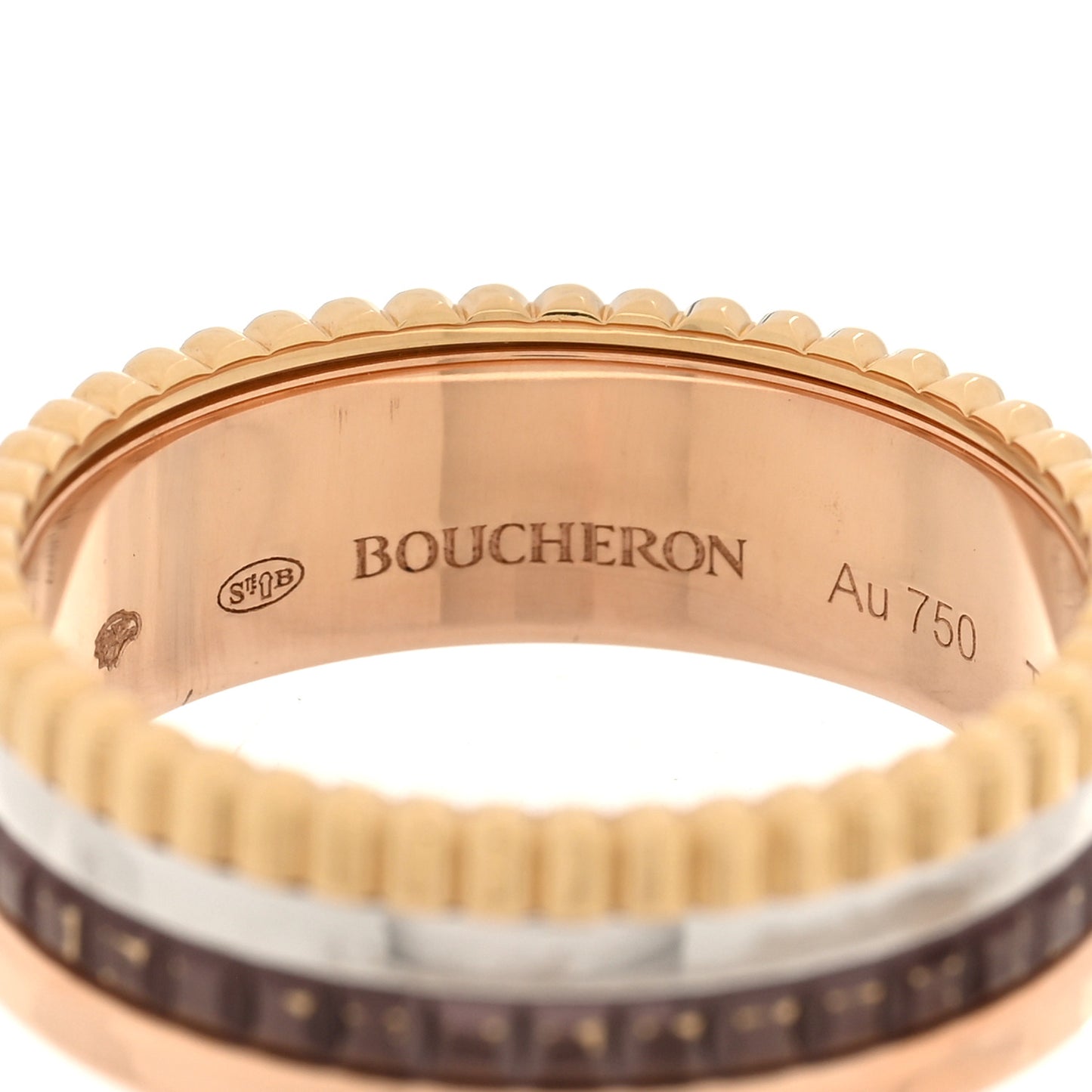 18K Pink Yellow White Gold PVD Small Quatre Classique Ring 56 7.5