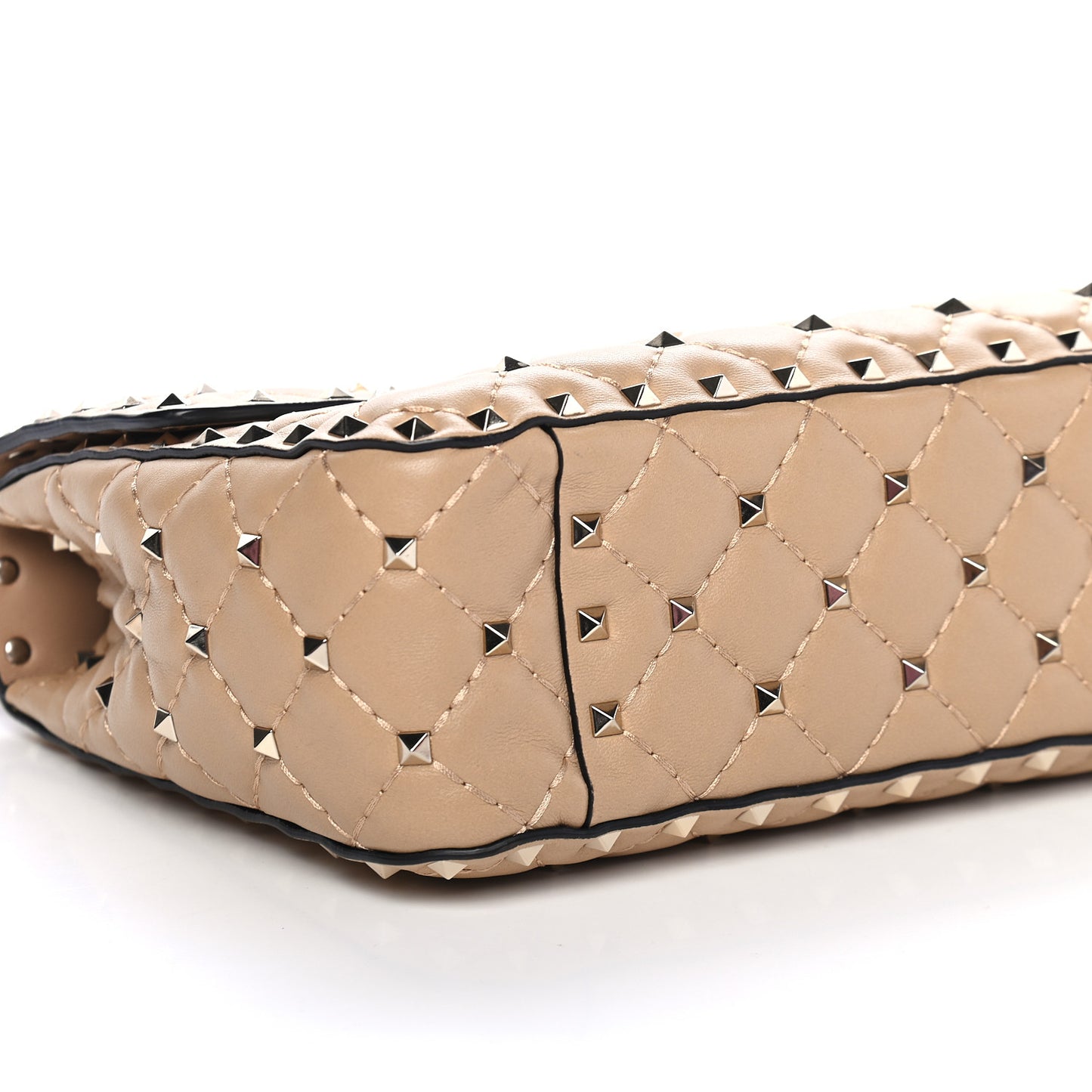 Nappa Medium Rockstud Spike Shoulder Bag Camel Rose