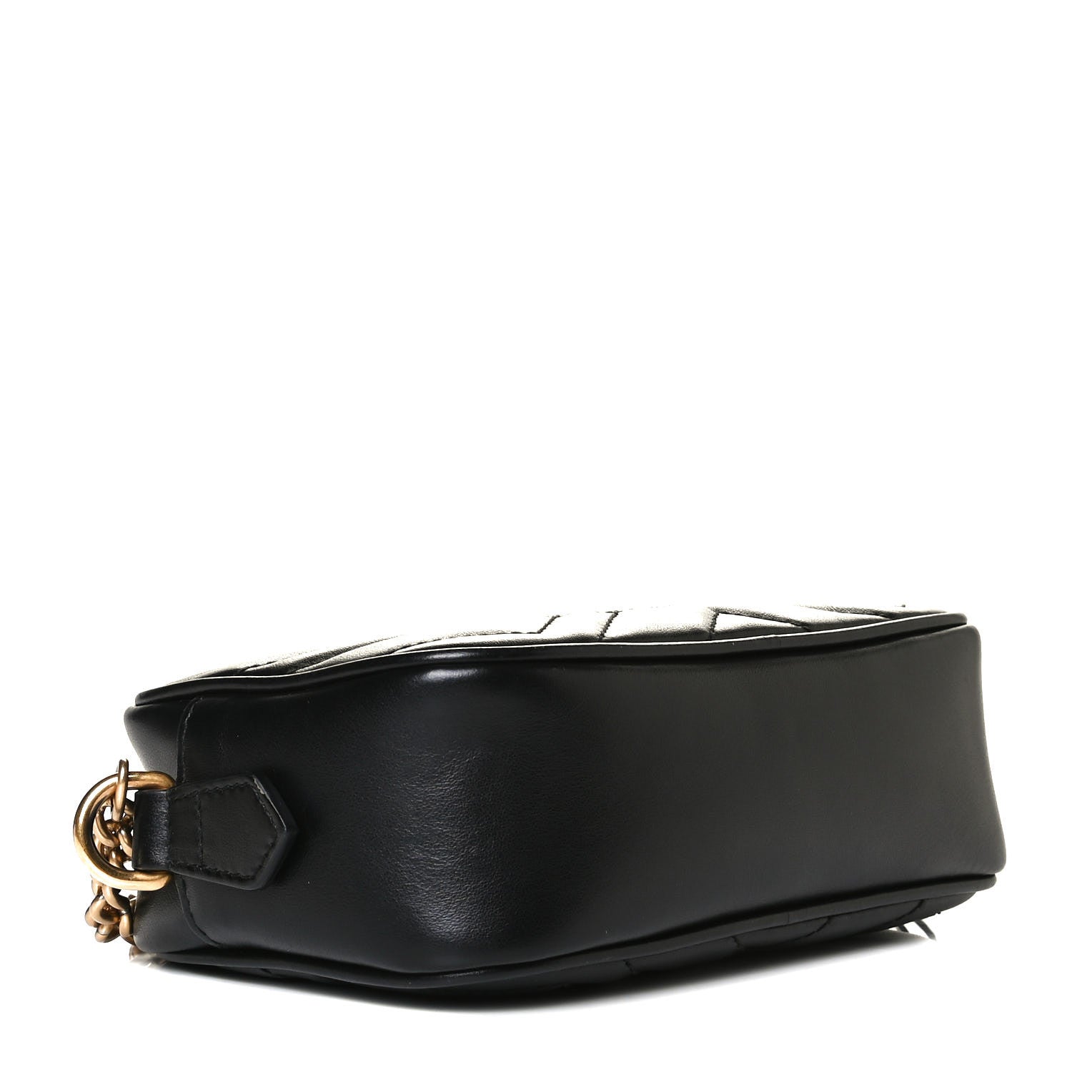 Gucci Calfskin Matelasse Mini GG Marmont Chain Shoulder Bag Black 3 of 12