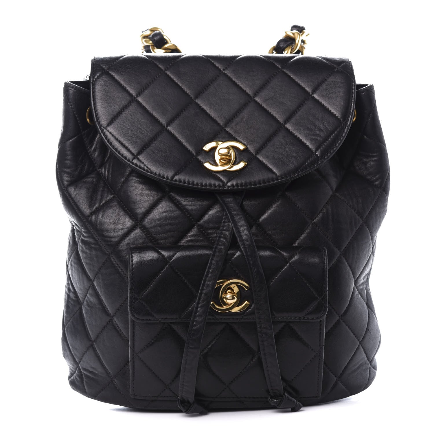 Chanel Lambskin Quilted Drawstring Backpack Black 1 of 16