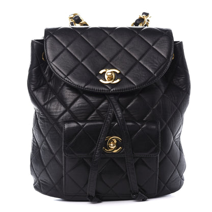 Chanel Lambskin Quilted Drawstring Backpack Black 1 of 16