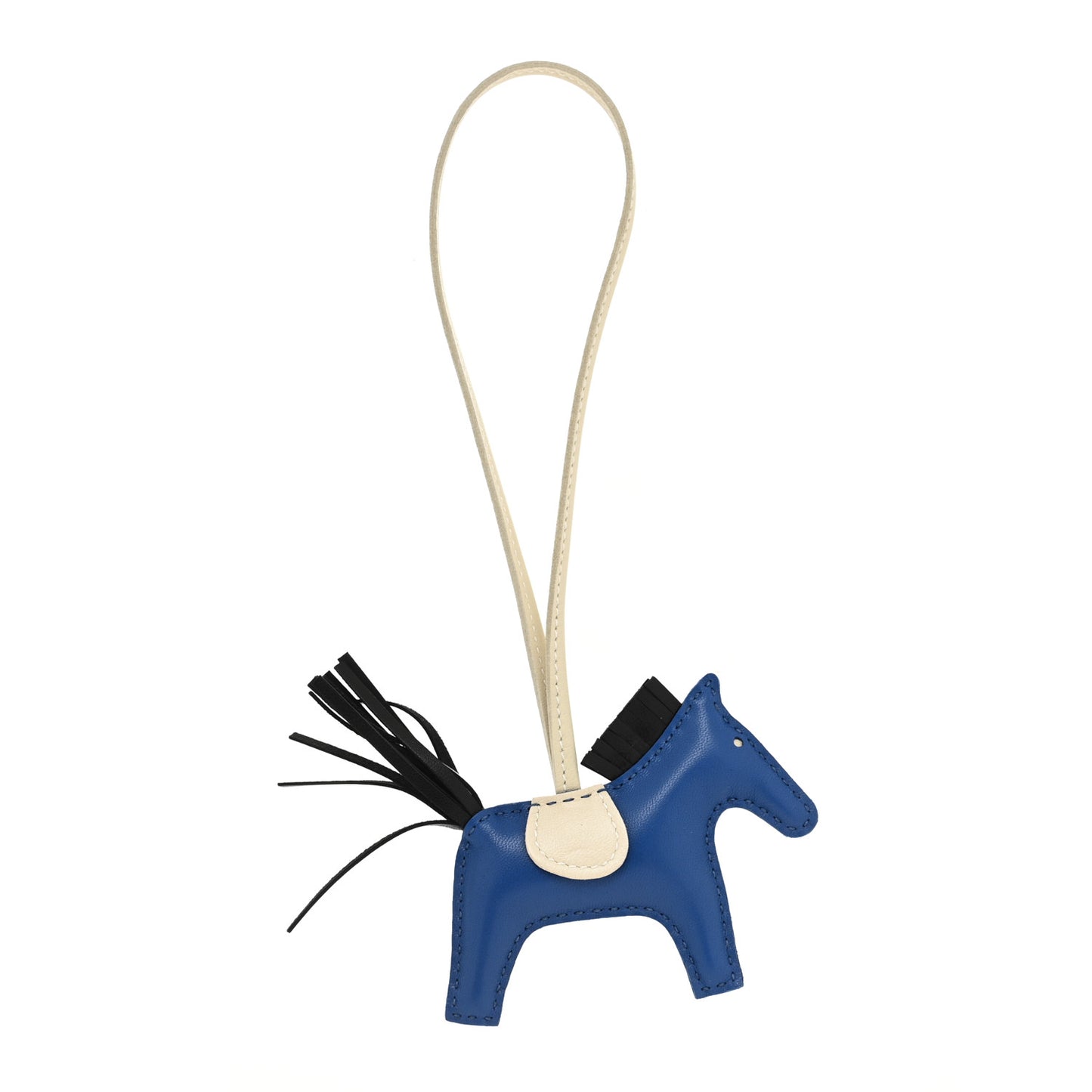 Milo Lambskin Grigri Rodeo Horse Bag Charm PM Bleu France Black Craie