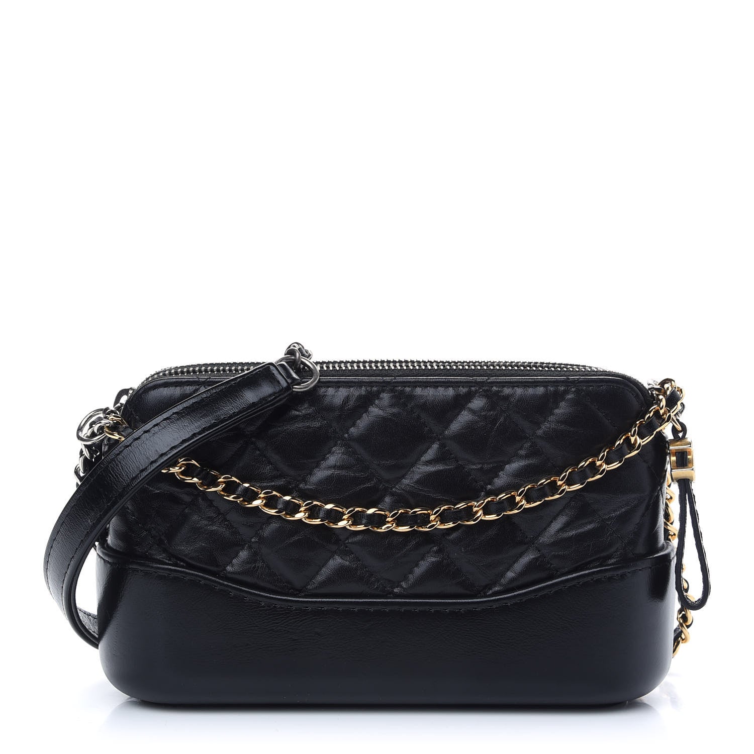 Chanel Aged Calfskin Quilted Small Gabrielle Clutch With Chain Black 1 of 9