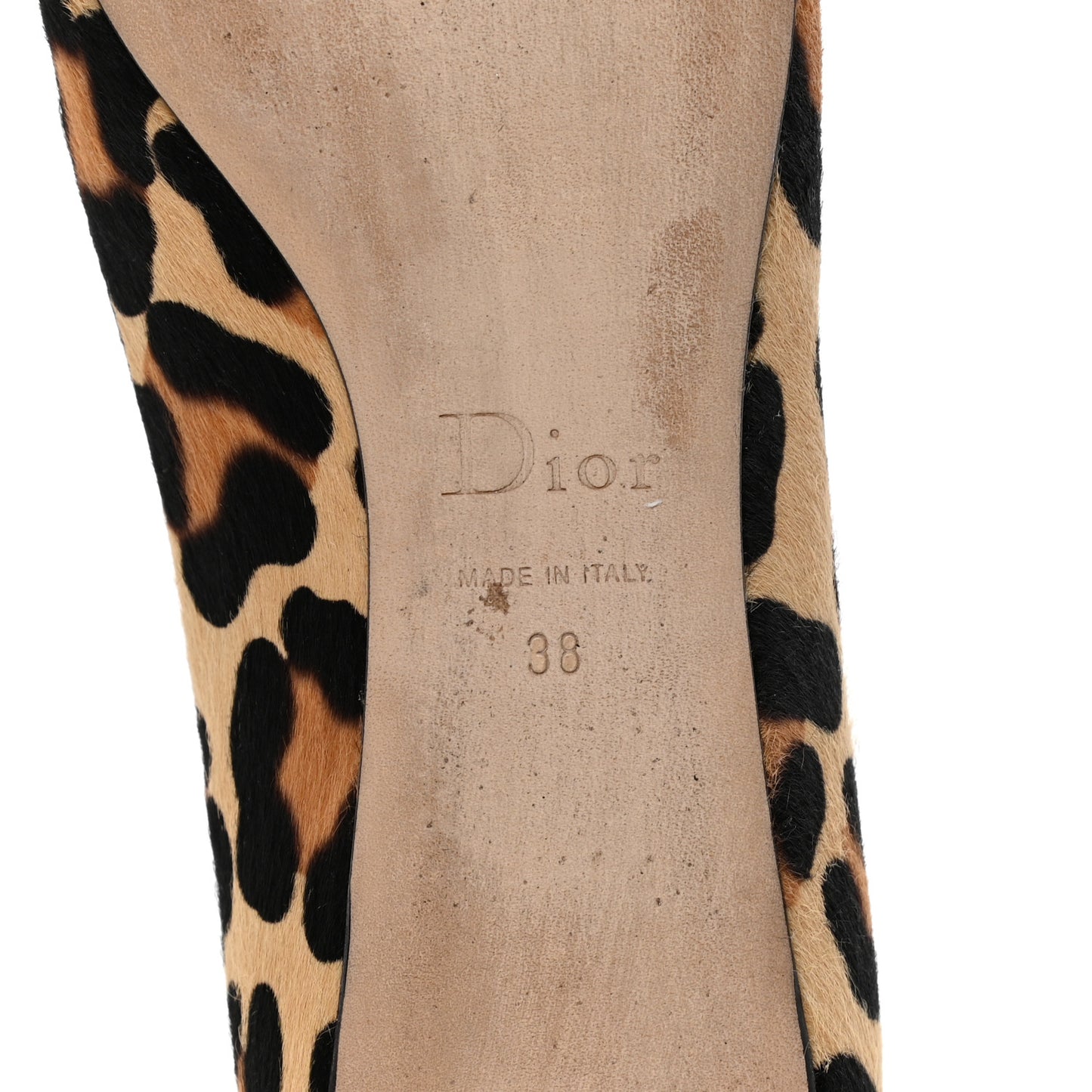 Calf Hair Patent Leopard Ballet Flats 38 Black