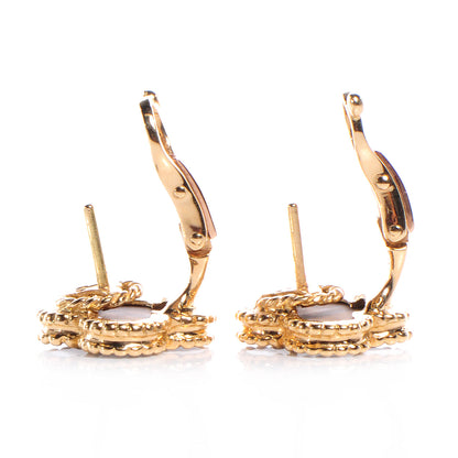 Van Cleef & Arpels 18K Yellow Gold Tiger's Eye Vintage Alhambra Earrings 4 of 4