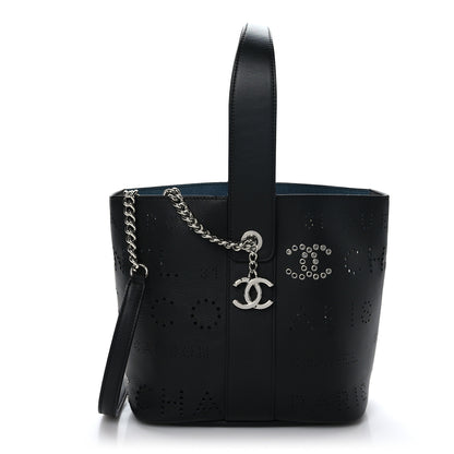 Chanel Calfskin Tweed Small Piercing Light Bucket Bag Black 1 of 10