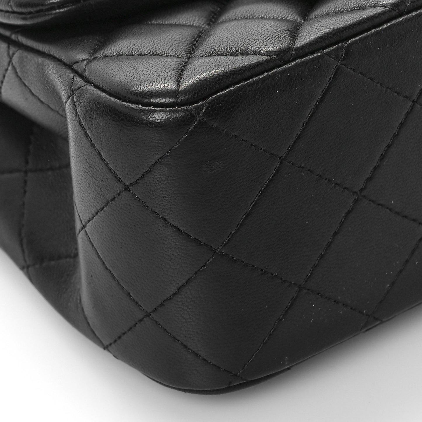 Lambskin Quilted Mini Square Flap Black