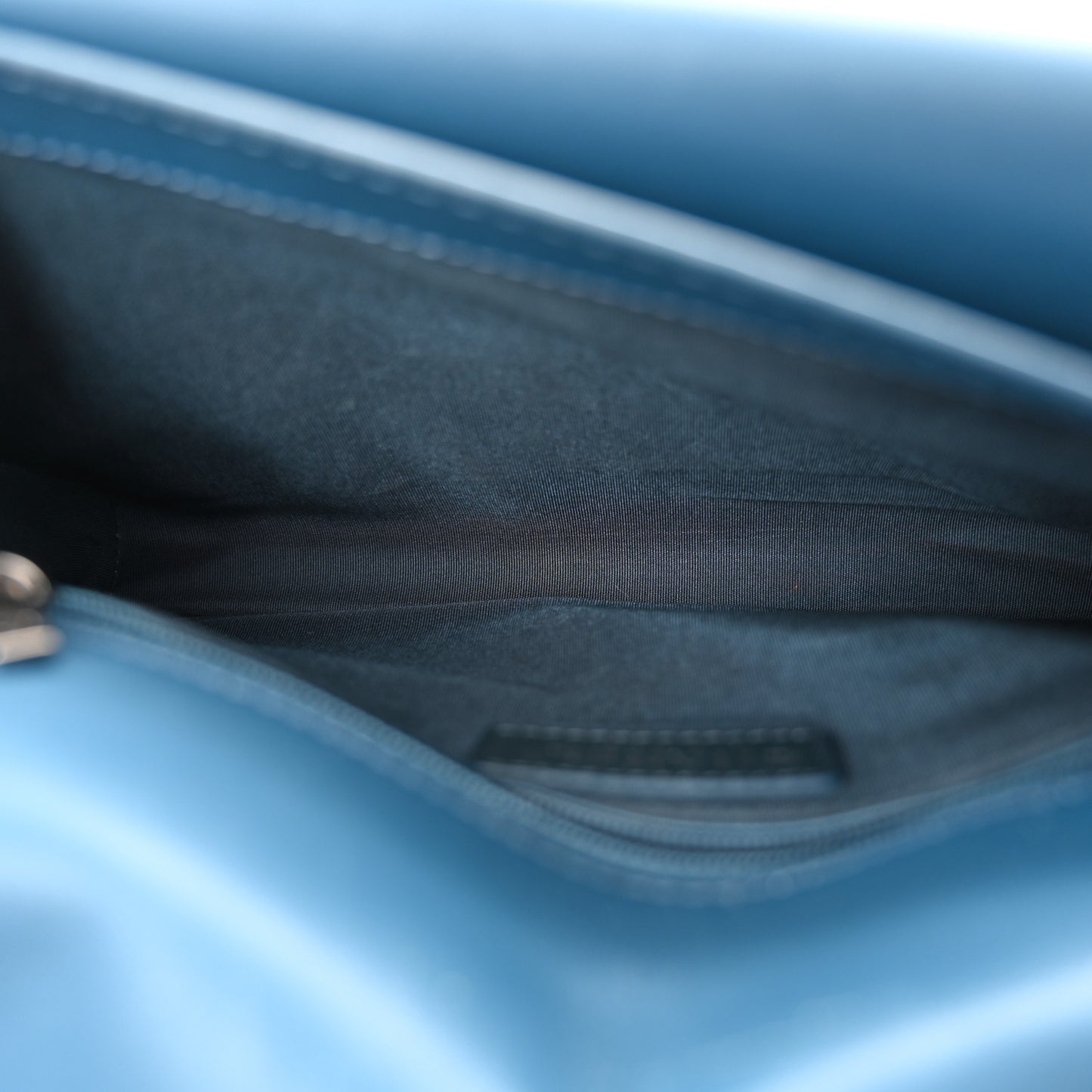 Lambskin Quilted Large Natural CC Flap Navy