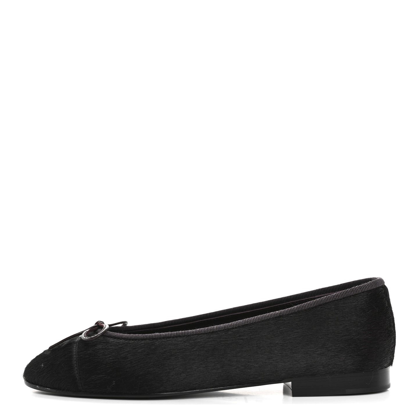 Pony Hair Cap Toe CC Ballerina Flats 38 Dark Burgundy Black