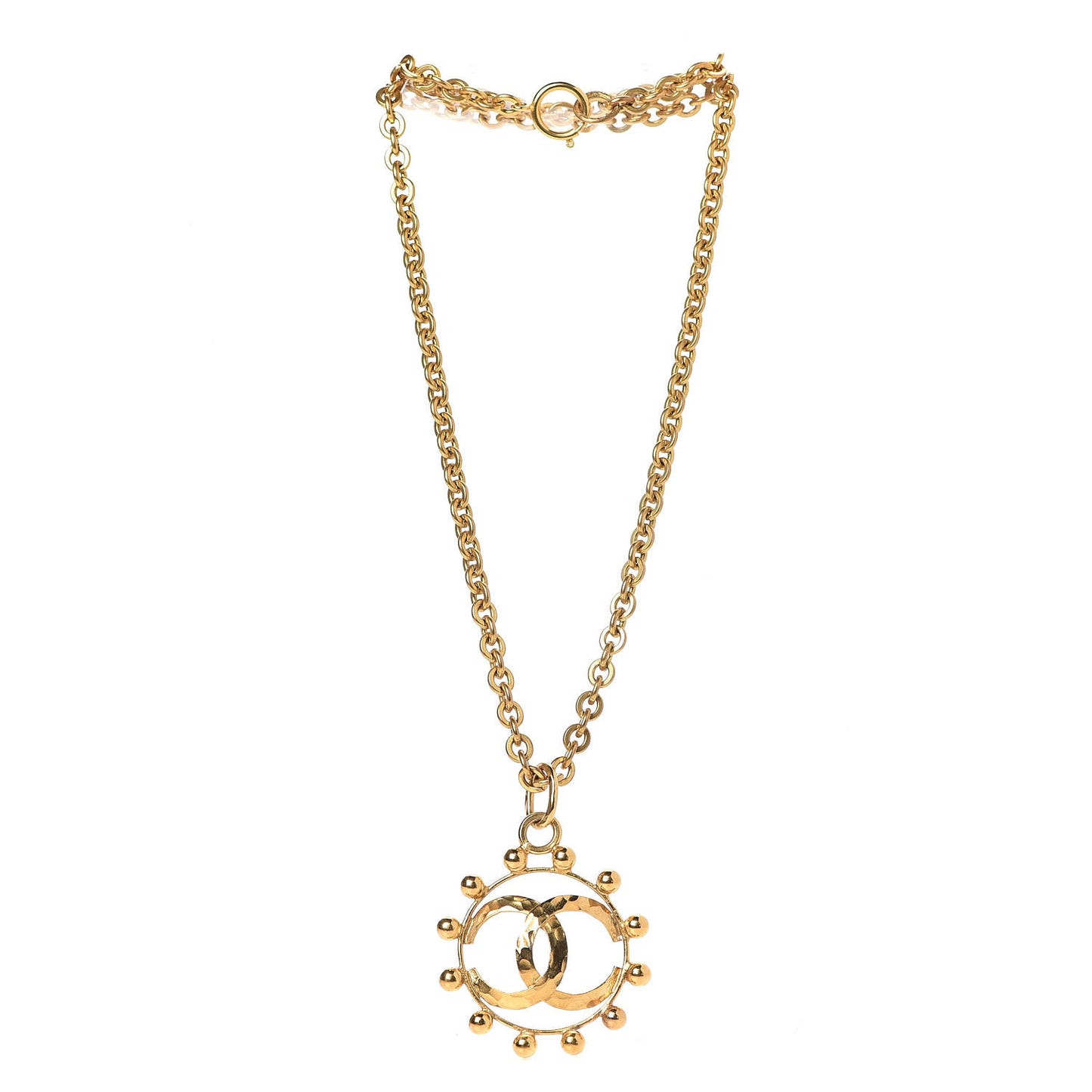 CC Pendant Long Necklace Gold