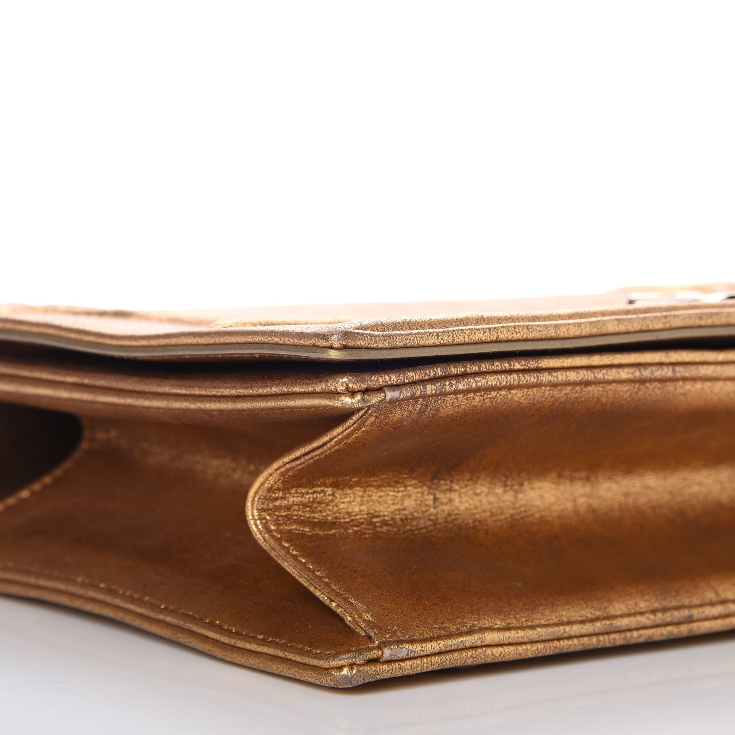 Christian Dior Metallic Brushed Calfskin Medium Diorama Flap Bag Gold 9 of 10