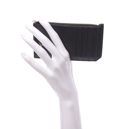Saint Laurent Grained Calfskin Monogram 5 Fragments Zip Pouch Card Holder Black 2 of 7