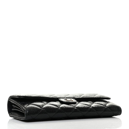 Chanel Caviar Quilted Large Gusset Flap Wallet Black 4 of 10