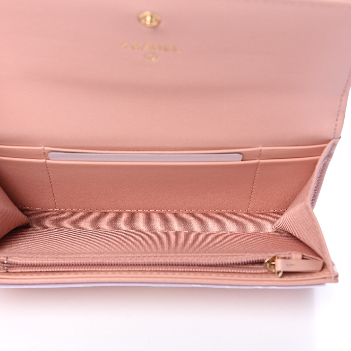 Shiny Goatskin Quilted 19 Flap Wallet Pink