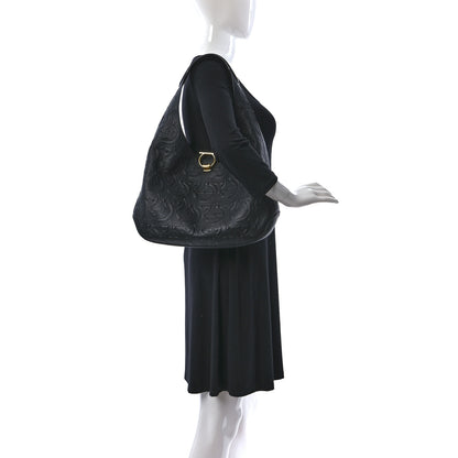 Salvatore Ferragamo Calfskin Embossed Gancini Hobo Black 2 of 16