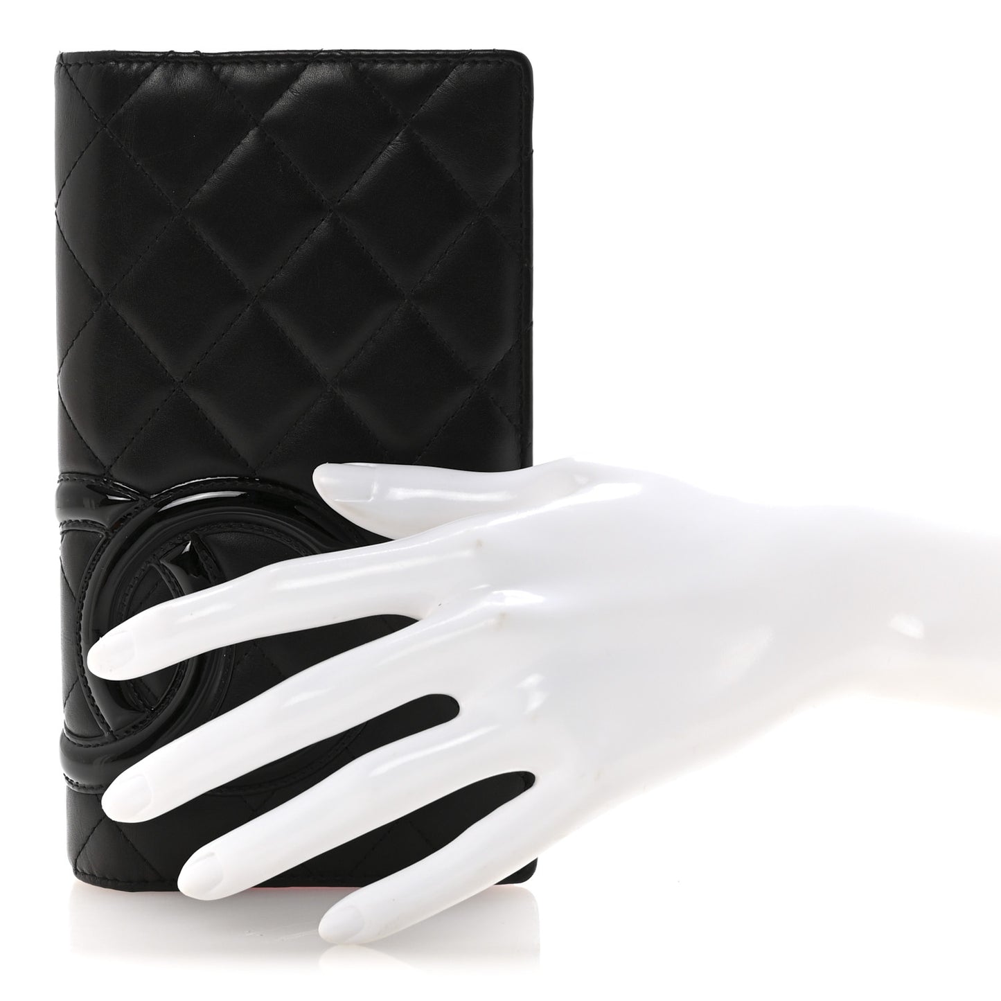 Calfskin Quilted Cambon Yen Wallet Black