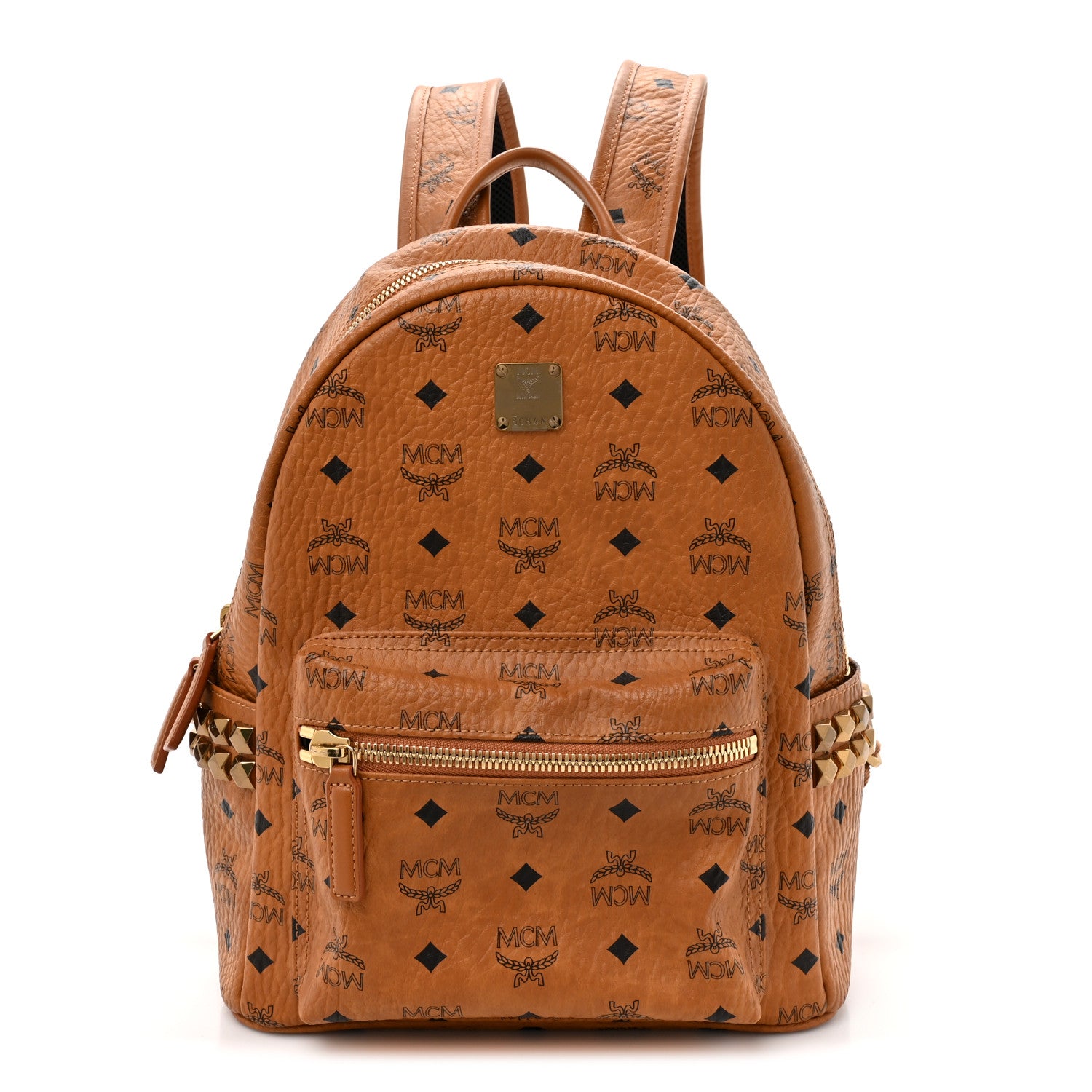 MCM Visetos Small Side Stud Stark Backpack Cognac 1 of 9