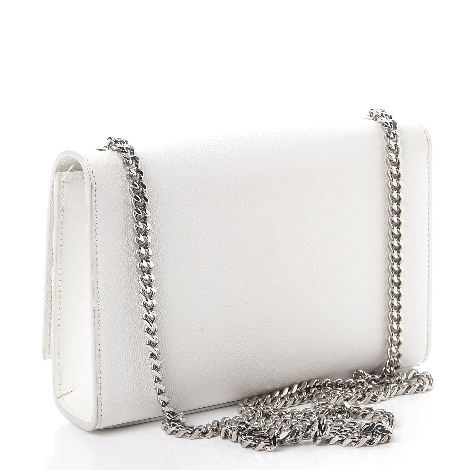 Saint Laurent Grain De Poudre Small Monogram Kate Satchel Optical White 3 of 11