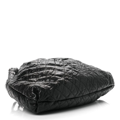 Chanel Crumpled Grained Calfskin Quilted Medium Elastic Tote Black 4 of 10