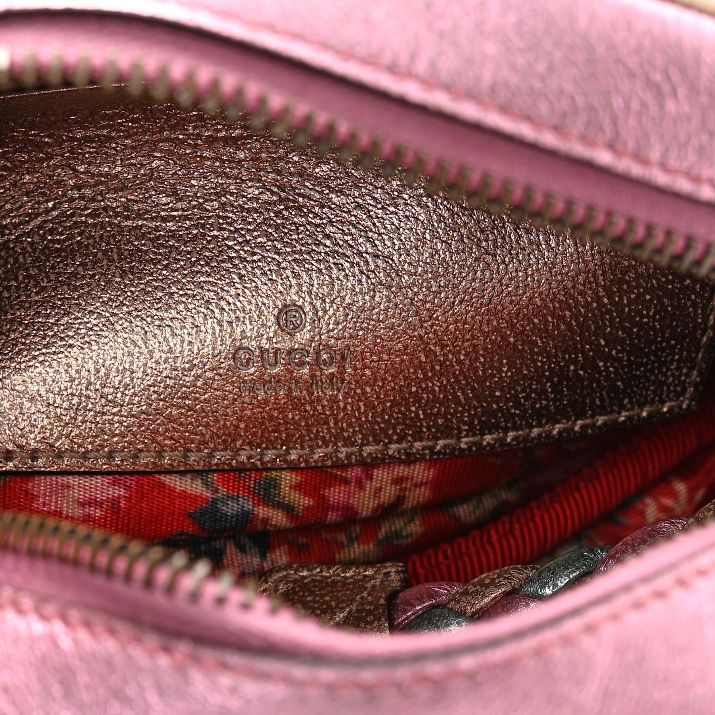 Laminated Nappa Trapuntata Mini Zumi Dome Shoulder Bag Rosa Lago Rame