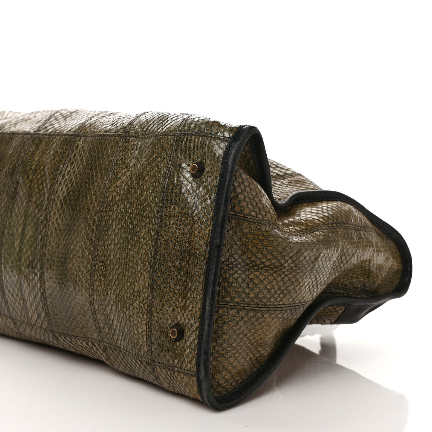 Calfskin Snake Effect Classic Hardware Work Green