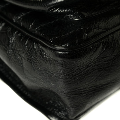 Saint Laurent Crinkled Calfskin Matelasse Monogram Medium Niki Chain Satchel Black 6 of 7
