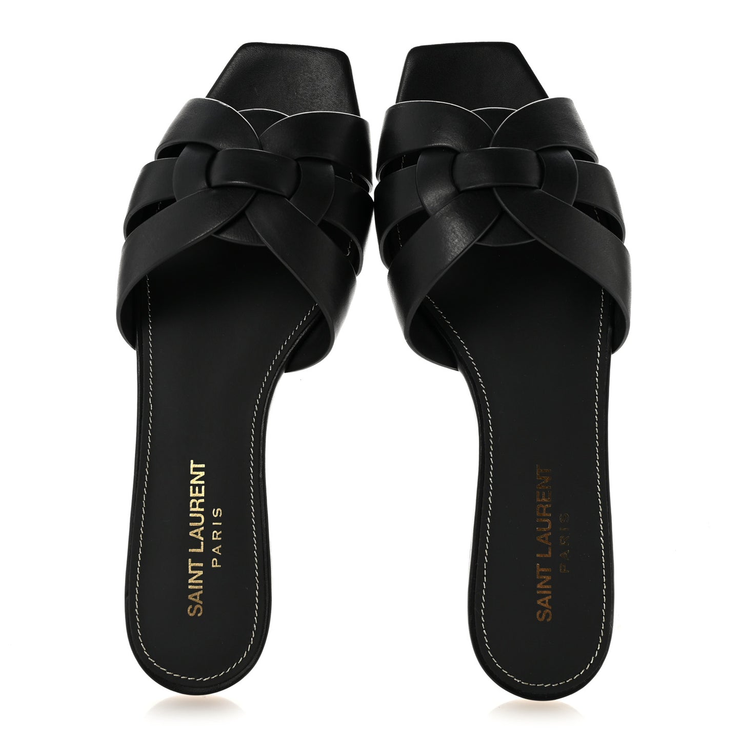 Calfskin Tribute 05 Slide Sandals 36.5 Black
