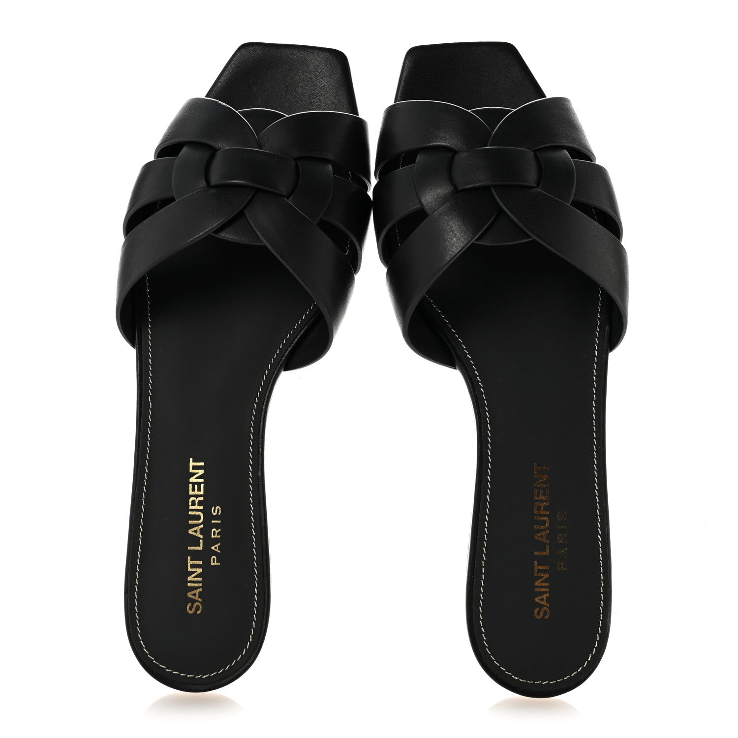 Saint Laurent Calfskin Tribute 05 Slide Sandals 36.5 Black 2 of 11