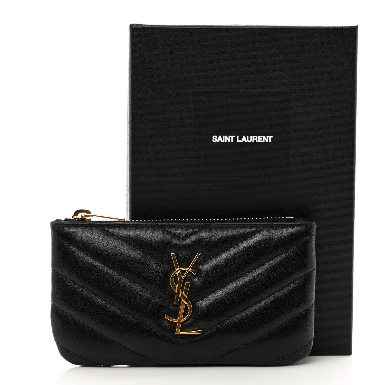 Saint Laurent Calfskin Matelasse Monogram Key Pouch Black 7 of 7