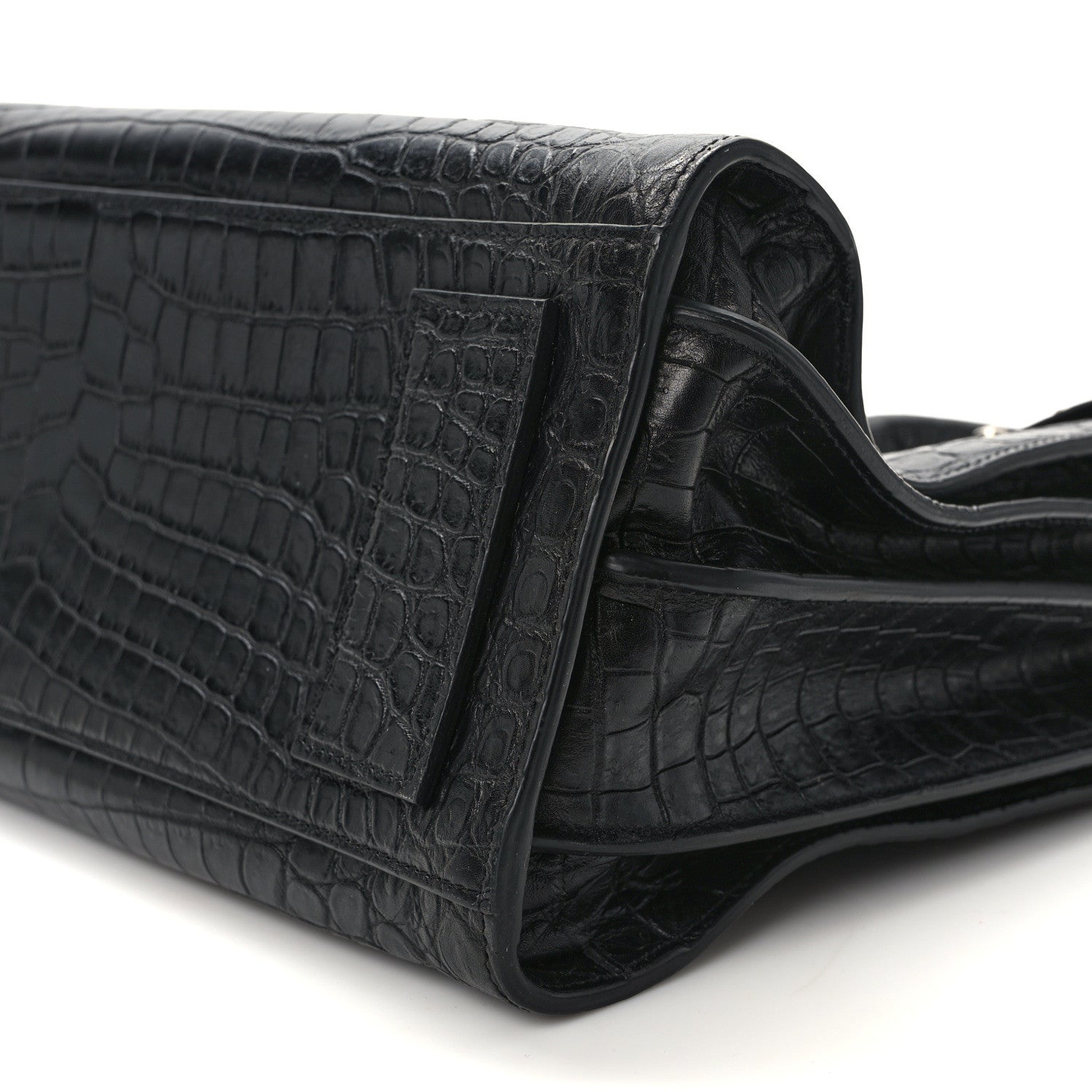 Saint Laurent Calfskin Crocodile Embossed Small Supple Sac de Jour Black 7 of 20