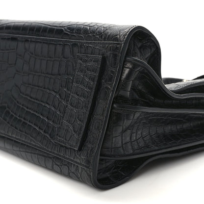 Saint Laurent Calfskin Crocodile Embossed Small Supple Sac de Jour Black 7 of 20