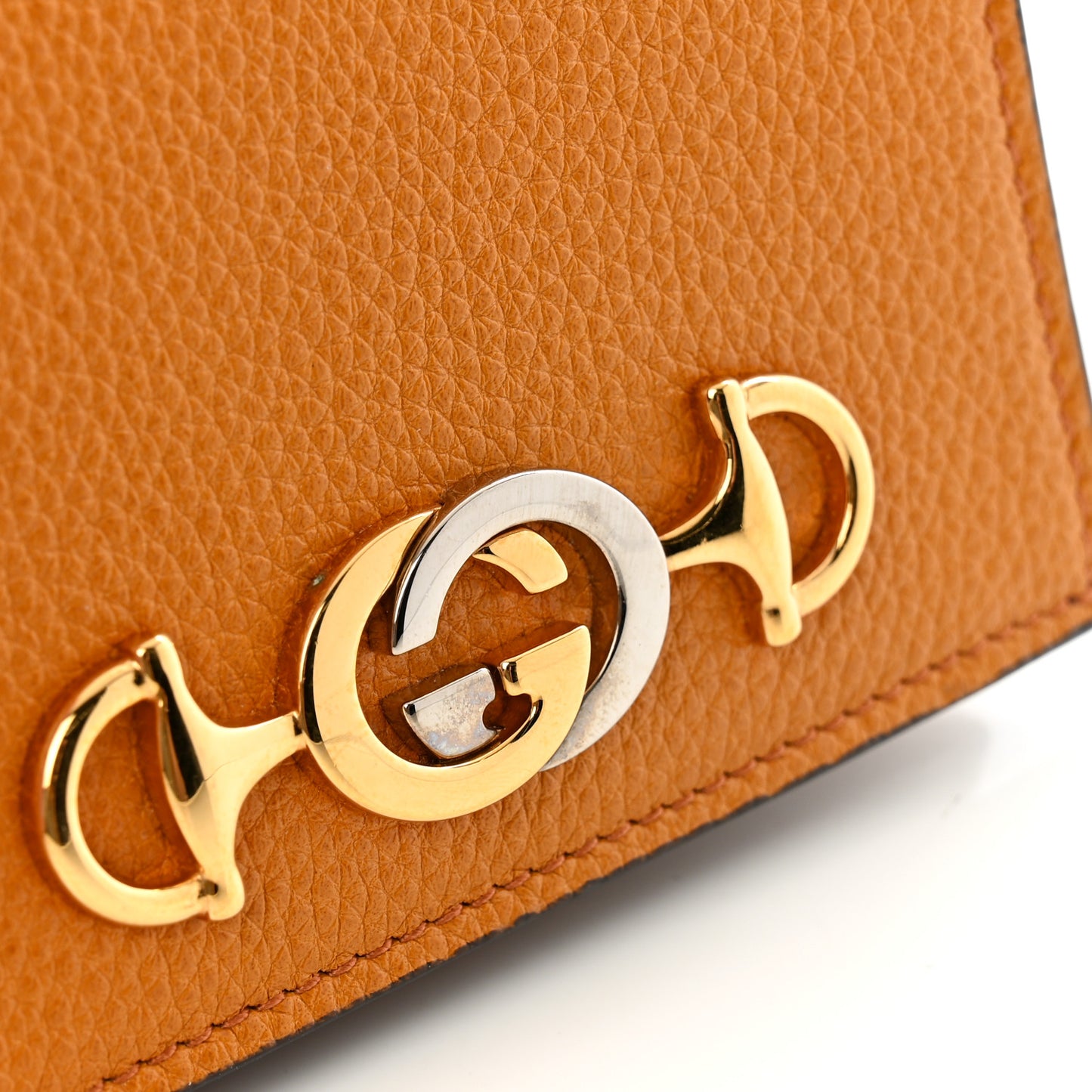 Grainy Calfskin Zumi Chain Card Case Wallet Friky Taupe