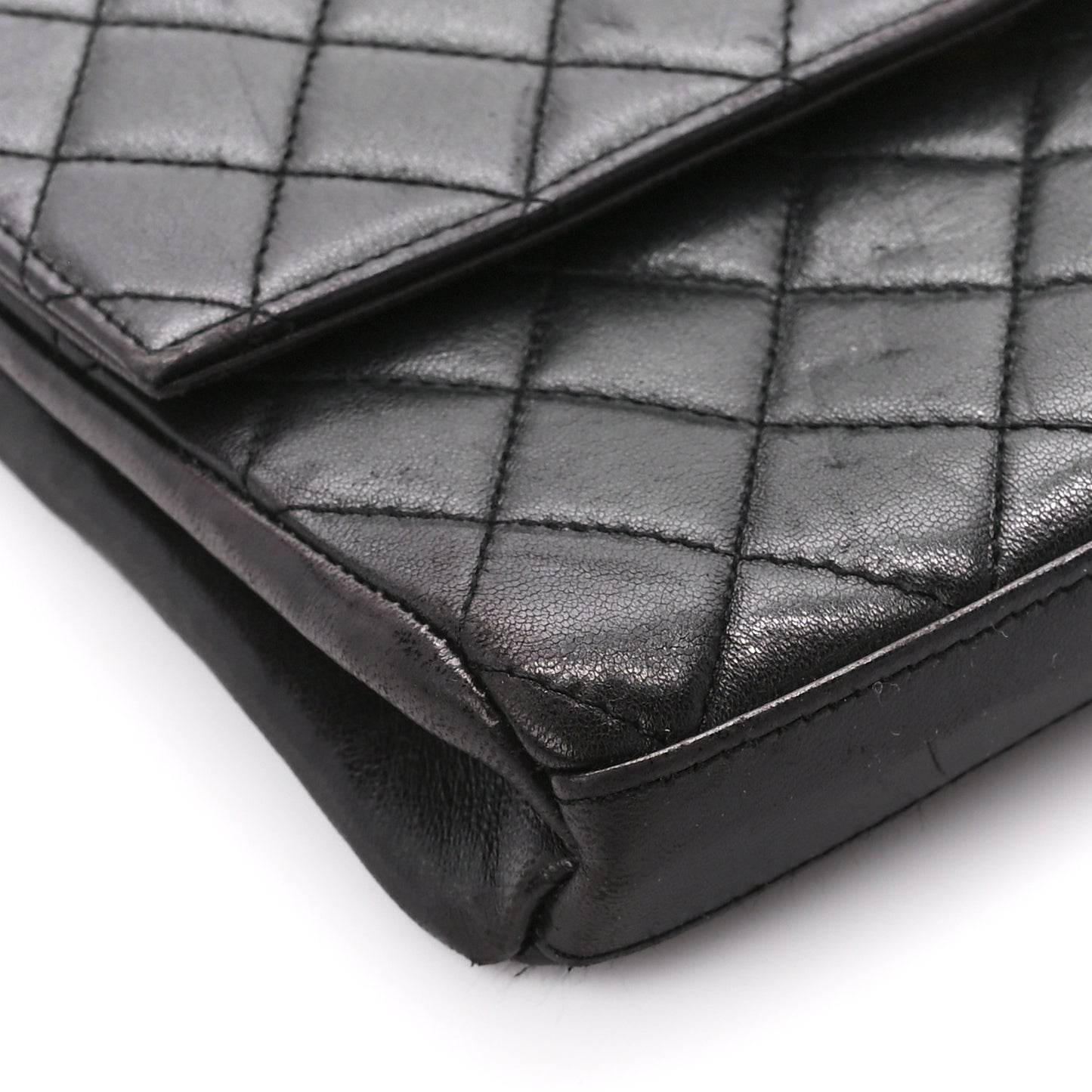 Lambskin Quilted CC Flap Shoulder Bag Black