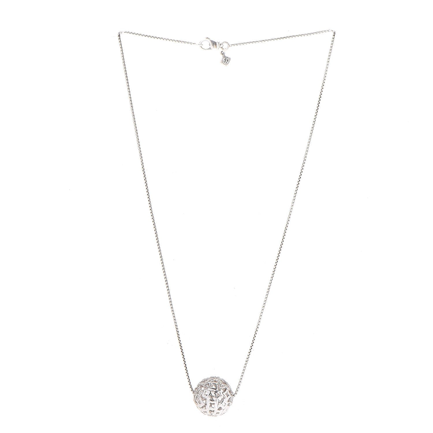 David Yurman Sterling Silver Diamond Star Orb Tapestry Necklace 3 of 7