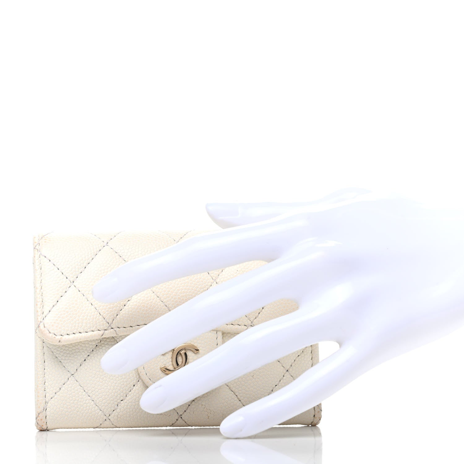 Chanel Caviar Quilted Flap Card Holder White 2 of 8