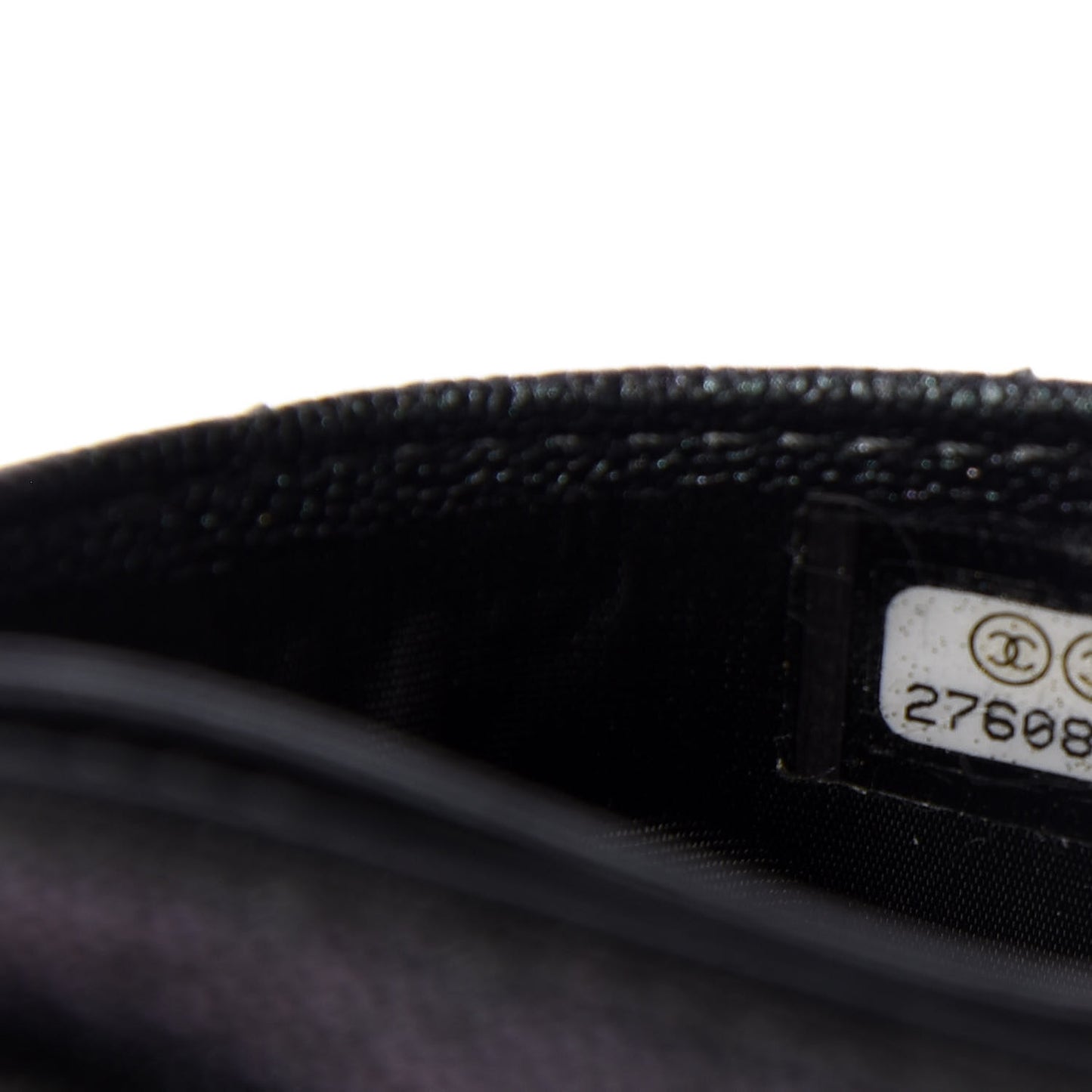 Iridescent Caviar Quilted Card Holder Black