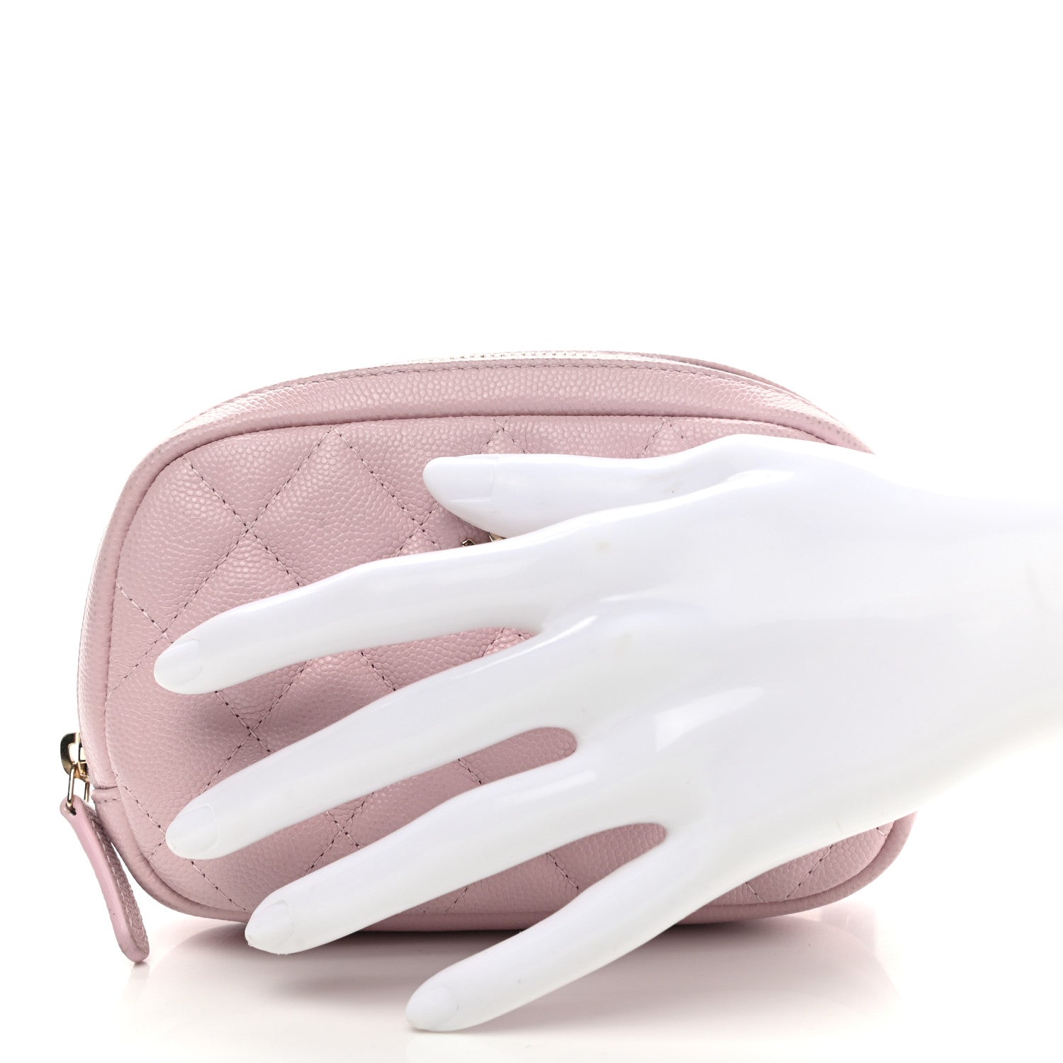 Chanel Caviar Quilted Small Curvy Pouch Cosmetic Case Light Pink 2 of 10