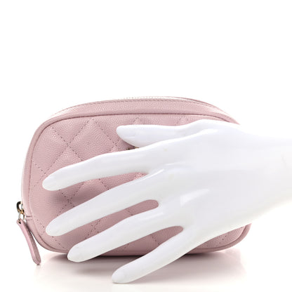 Chanel Caviar Quilted Small Curvy Pouch Cosmetic Case Light Pink 2 of 10