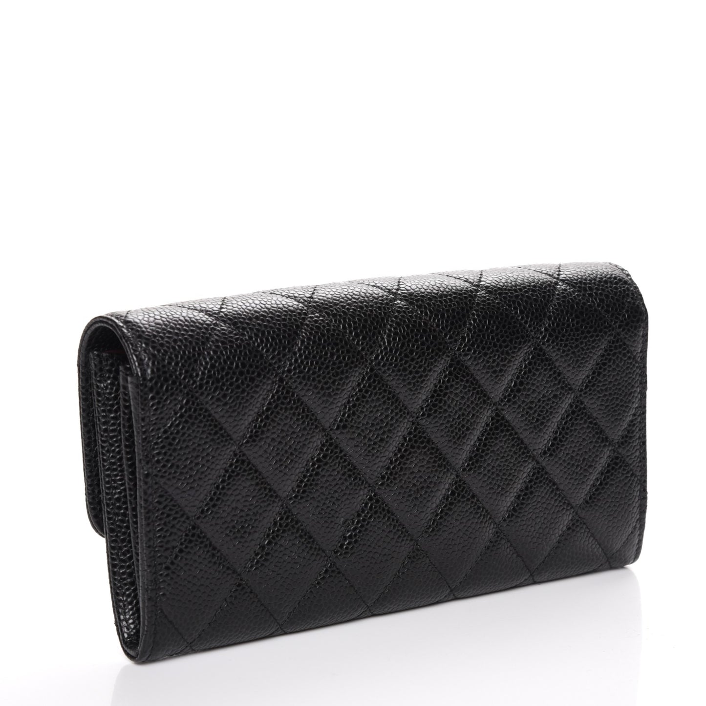 Caviar Quilted Large Flap Wallet Black
